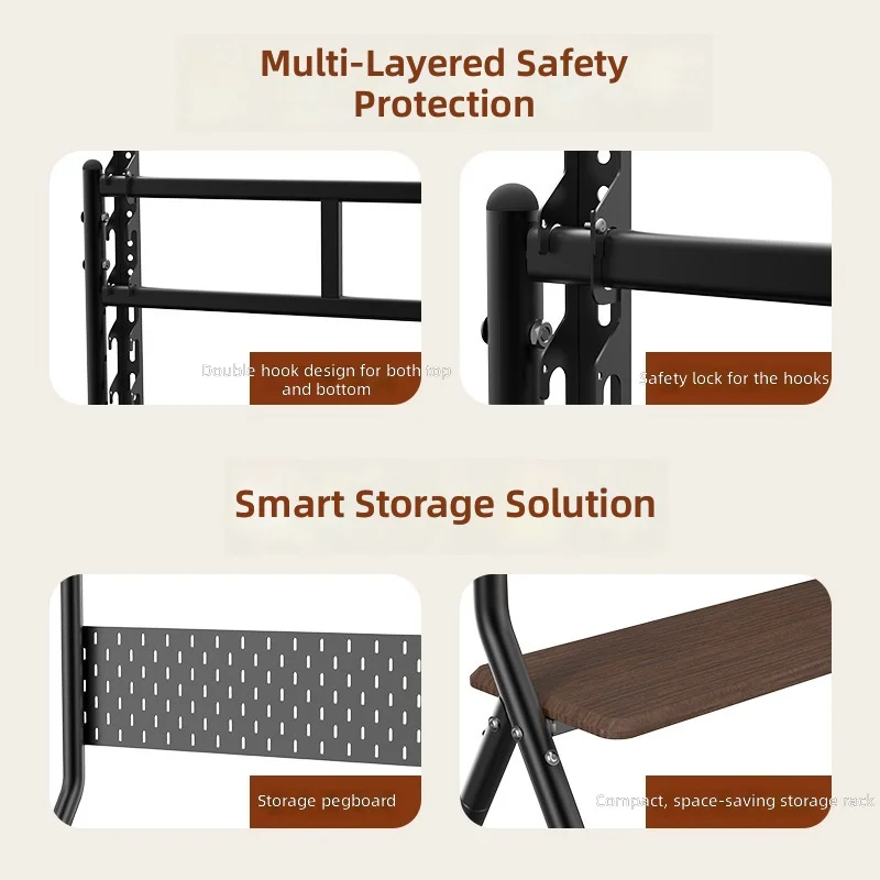 Retro light luxury new mobile floor TV bracket cart suitable for 35-75 inch TV screen