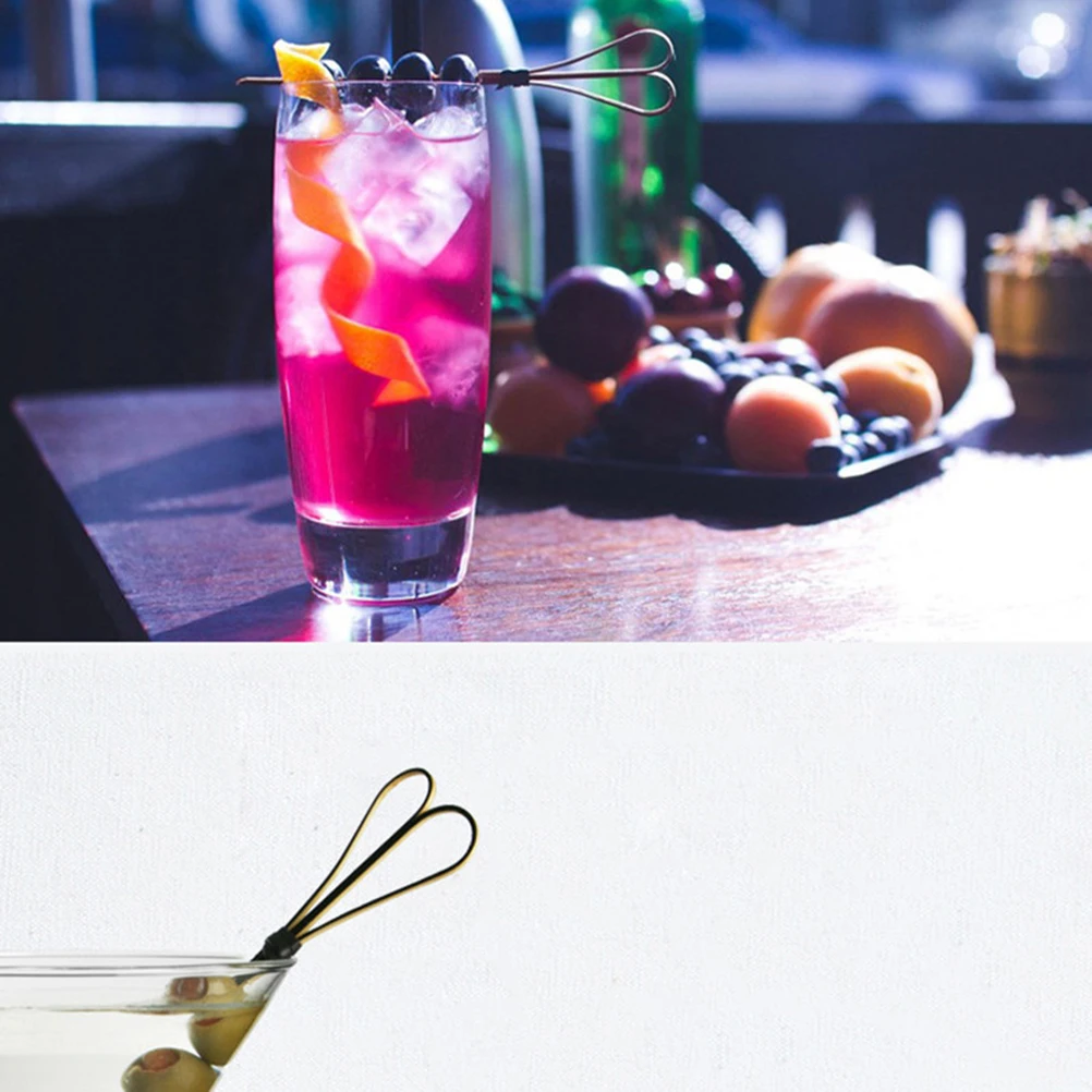 

50 pcs 12 Cm Scissors Shaped Cocktail Handmade Bamboo Sticks Colorful Bead Party Appetizer Supplies For Bar Ktv Club Banboo