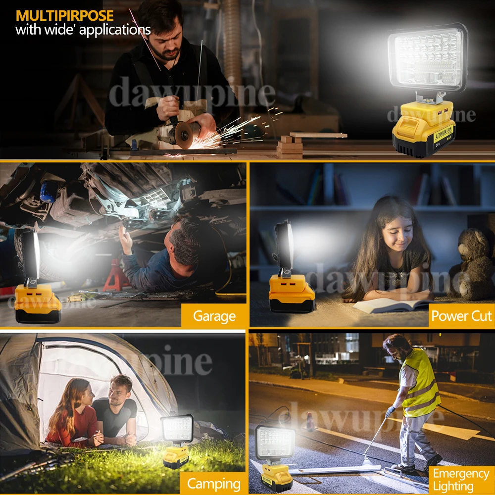 5 بوصة التخييم مصباح الأضواء LED ضوء العمل مصباح يدوي الشعلة لديوالت 18 فولت 20 فولت بطارية ليثيوم أيون DCB200 DCB180 USB قوة البنك