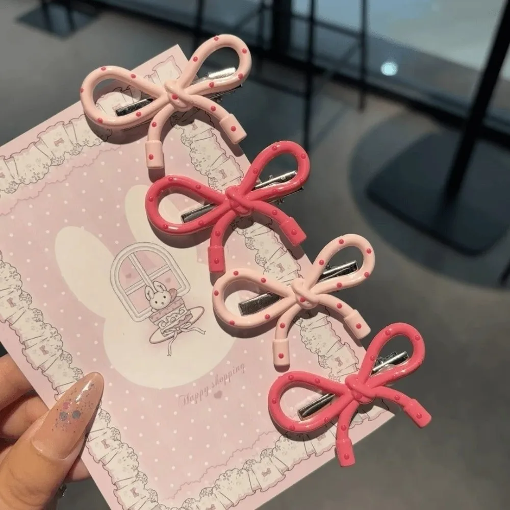 

2Pcs Fashion Bow Hair Clip Colorful Polka Dot Elegant Hair Side Clips Sweet Duckbill Clip Hair Accessories