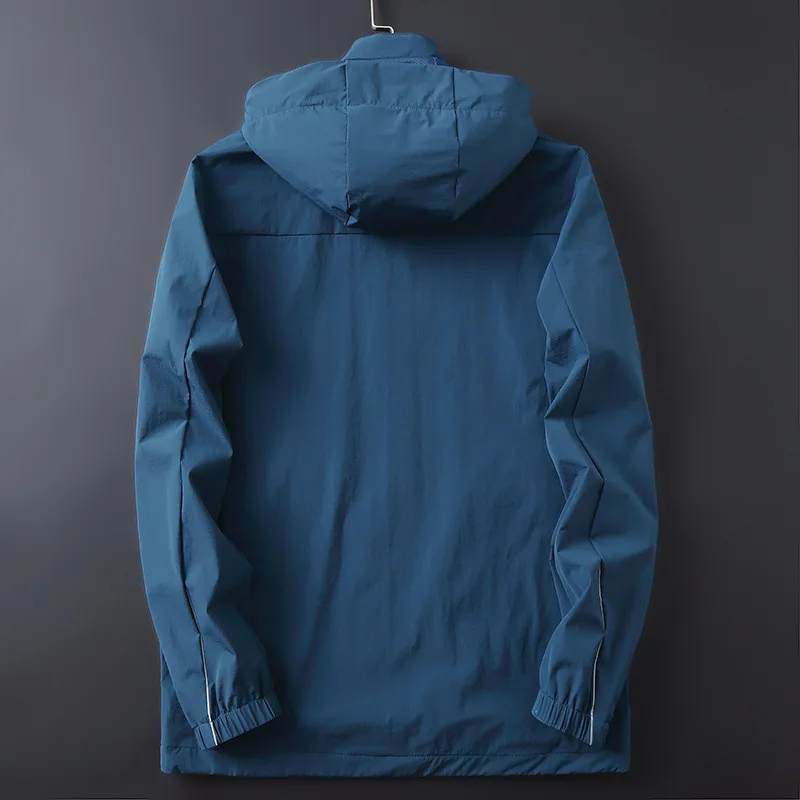 Spring Autumn Trench Coat Men Fashion Hooded Windbreaker Black Casual Jackets Big Size 6XL 7XL 8XL