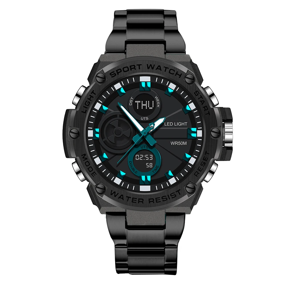 ساعة فوكس بوكس العسكرية للرجال من أفضل العلامات التجارية الفاخرة الرياضية كوارتز كرونوغراف ساعات المعصم كاجوال مقاومة للماء عرض مزدوج للرجال