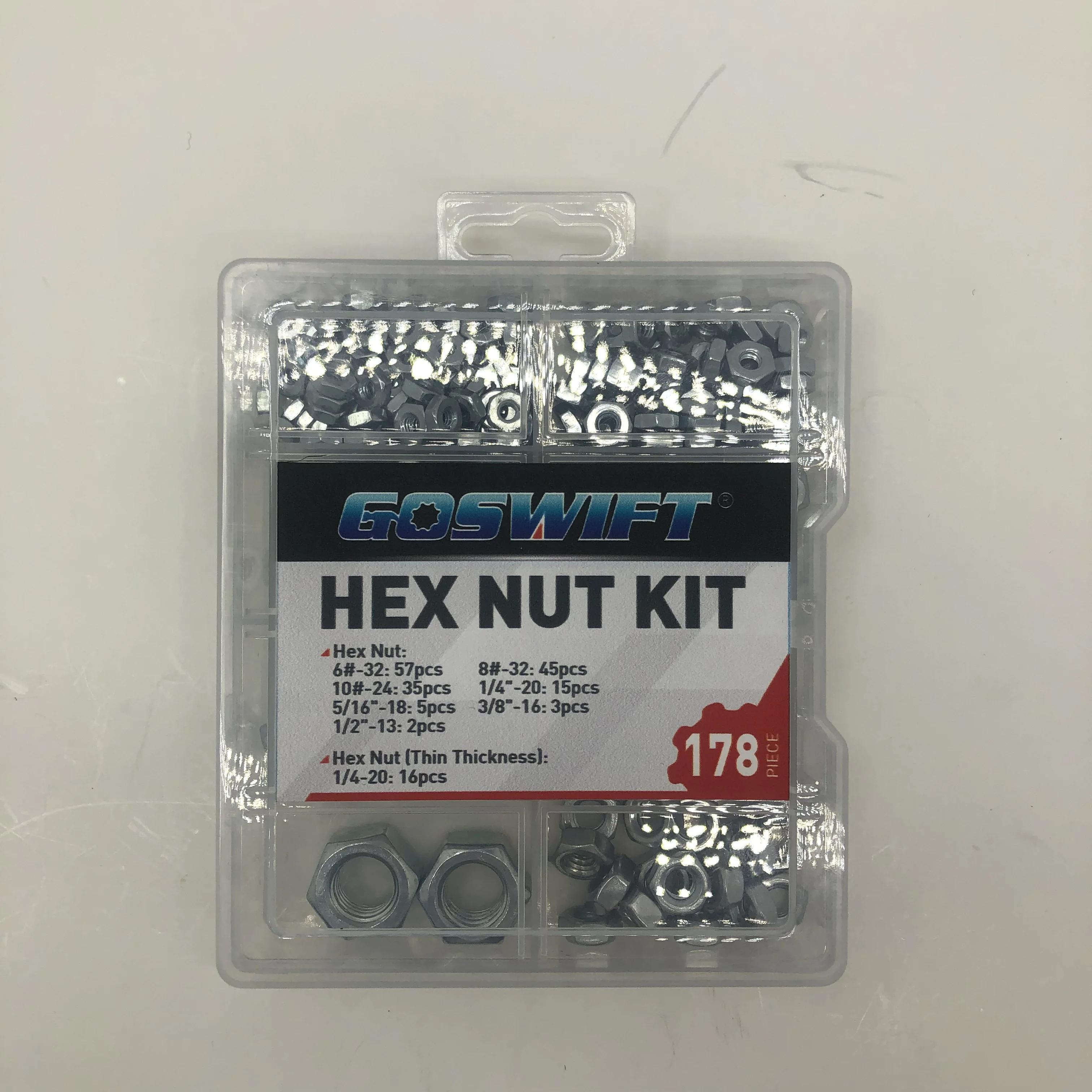 GOSWIFT Hexagon Nuts Assortment Kit Suitable for Home Use and Car Maintenance