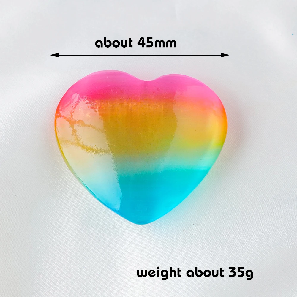 Natural Selenite Electroplated Rainbow Aura Heart-Shape Healing Reiki Colorful Crystal Heart Decorative Energy Gift