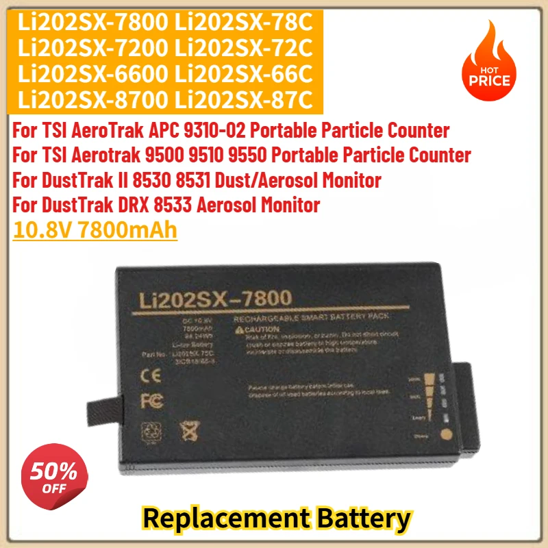 High Quality 10.8V 7800mAh Battery LI202SX-7800 for TSI 9130-02 530EP 8530EP 8533EP LI202SX LI202SX-6600 LI202SX-66C 7200 78C