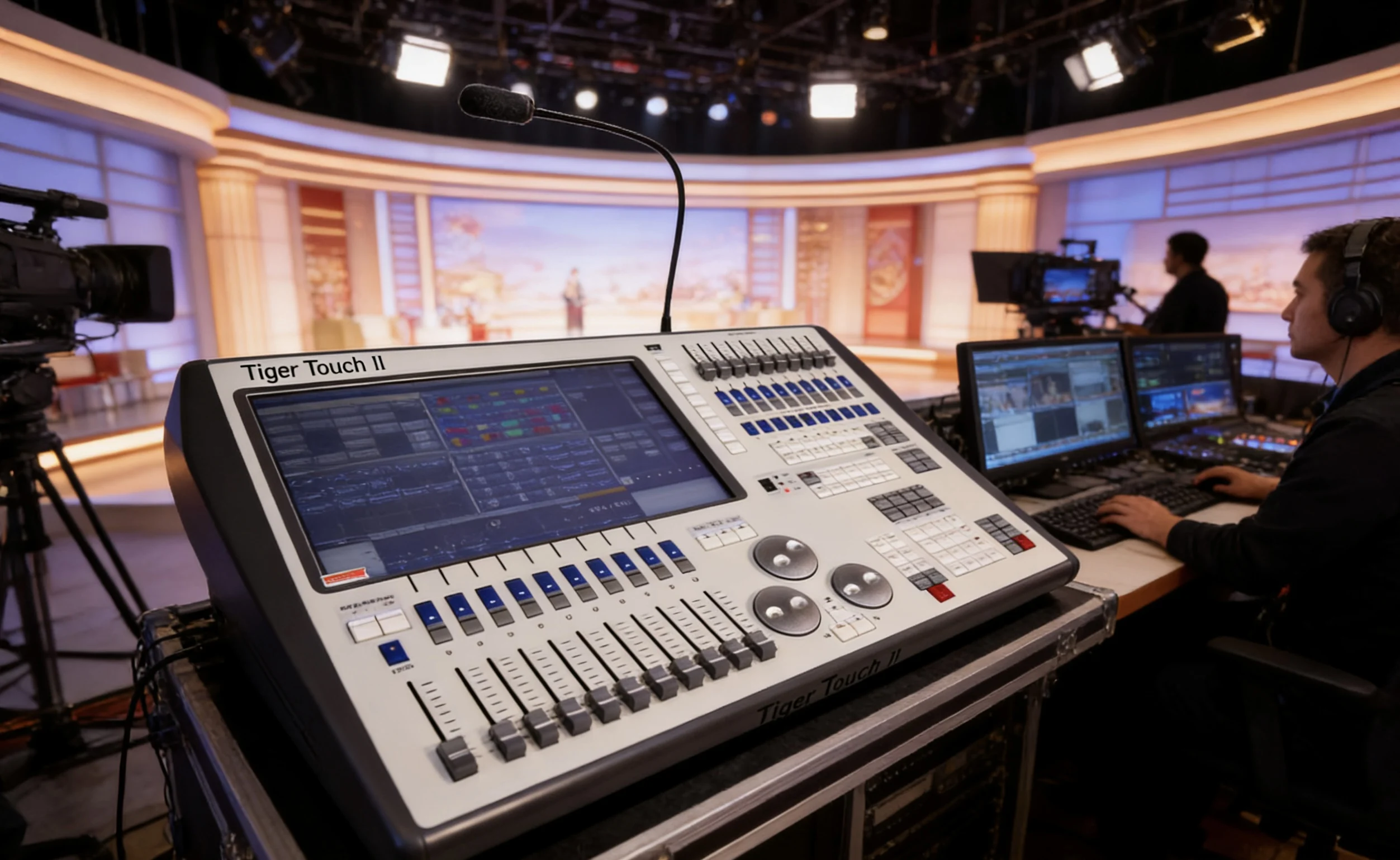 Tiger Touch II Stage Lighting Controller Console CPUi7+8G+Version 17.1/18.0 Touch Screen DMX512 Events with Flightcase