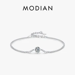 MODIAN 0.25CT Moissanite Bezel Setting Bracelet For Women Diamond 925 Sterling Silver Elegant Chain Bracelet Wedding Jewelry