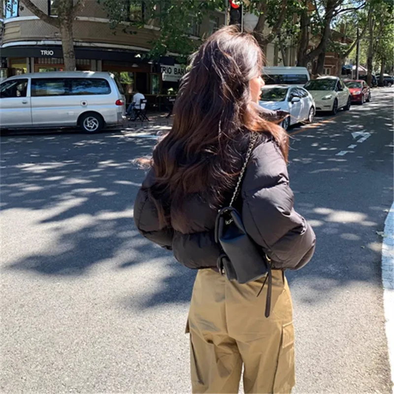 Winter New Parkas Women Short Down Cotton Jacket Korean Fashion Stand-Up Collar Casual Loose Thick Warm Padded Coat Female B1293