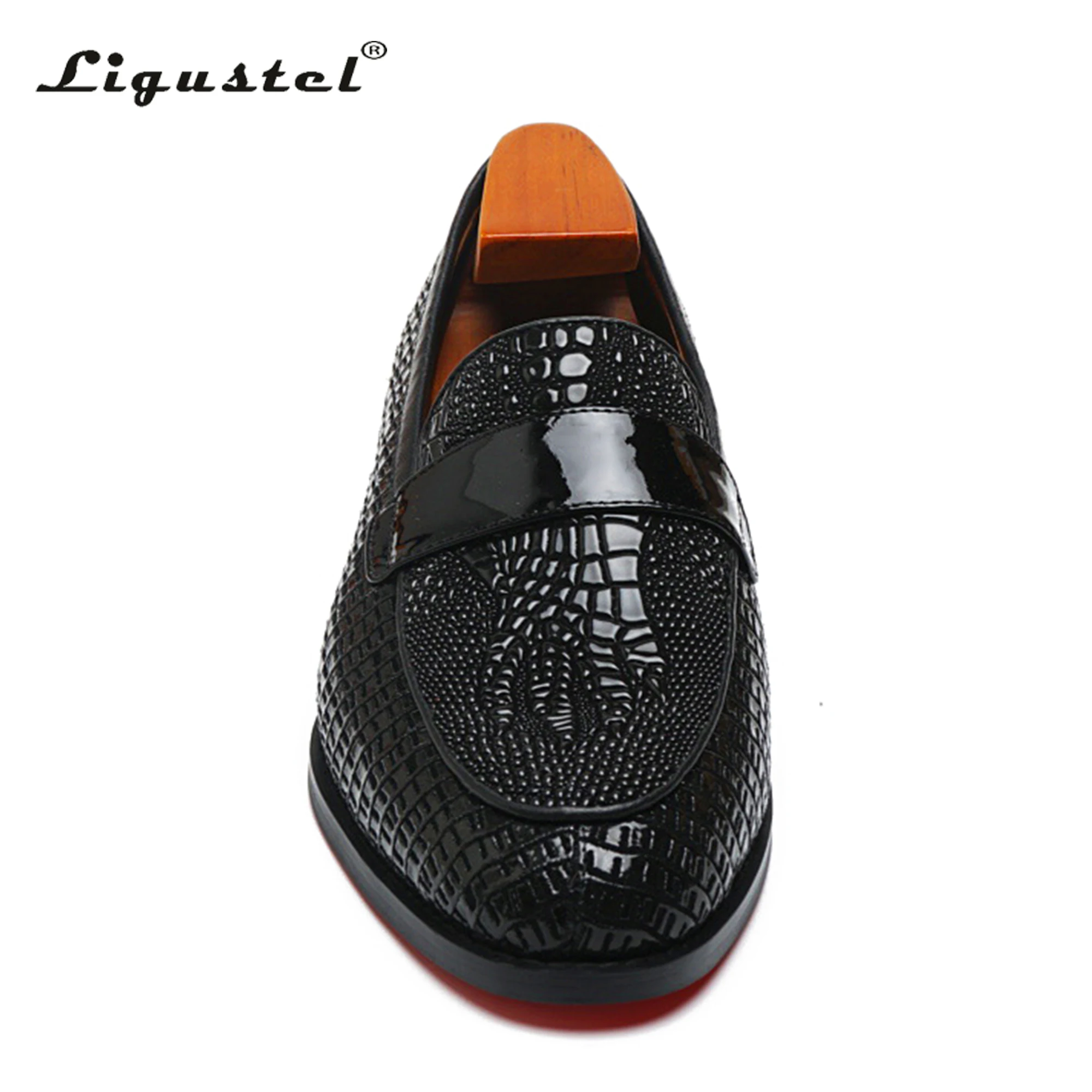 Ligustel Shoes for Men Designer Black Formal Dress Shoes Male Original Loafers Luxury Wedding Party Red Bottom Shoes Plus Size 1