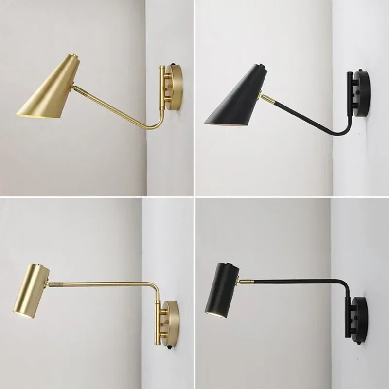 Nordic Modern Swing Retractable Arm Adjustable Wall Lamp Bedroom Bedside Foyer Decor Sconce Wall Light Home Indoor Lighting 6pa