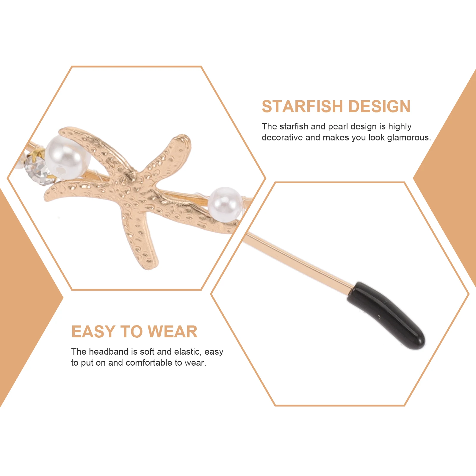 

1pc Pearl Sea Star Hair Hoop Sea Star Design Fashion Alloy Bridal Hair Hoop For Party Engagement Daily Wear Women Gift