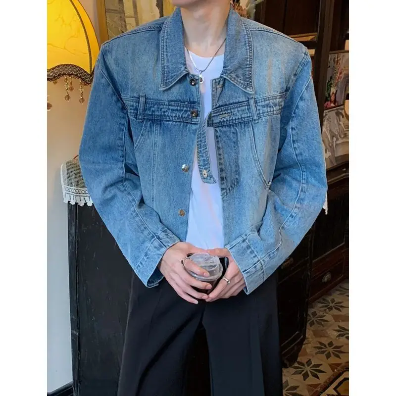 

ort Men's Denim Jaet American High Street Cleanfit Design Workwear Sle Long Sve Loose Fit Polyester Cotton Blend