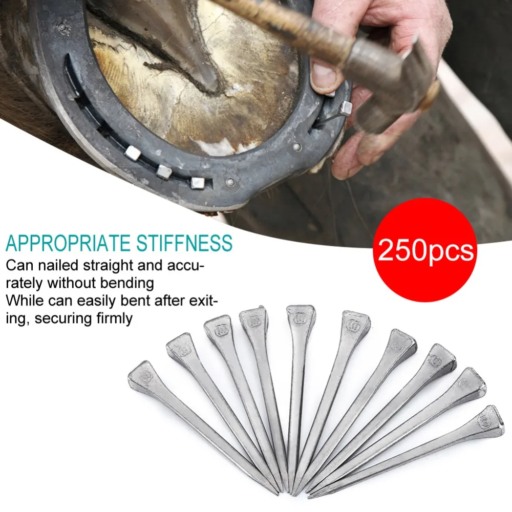 250pcs Steel Horseshoe Nails E6 Size High Tensile Strength Steel Horseshoe Nails Precise Fabrication Lightweight