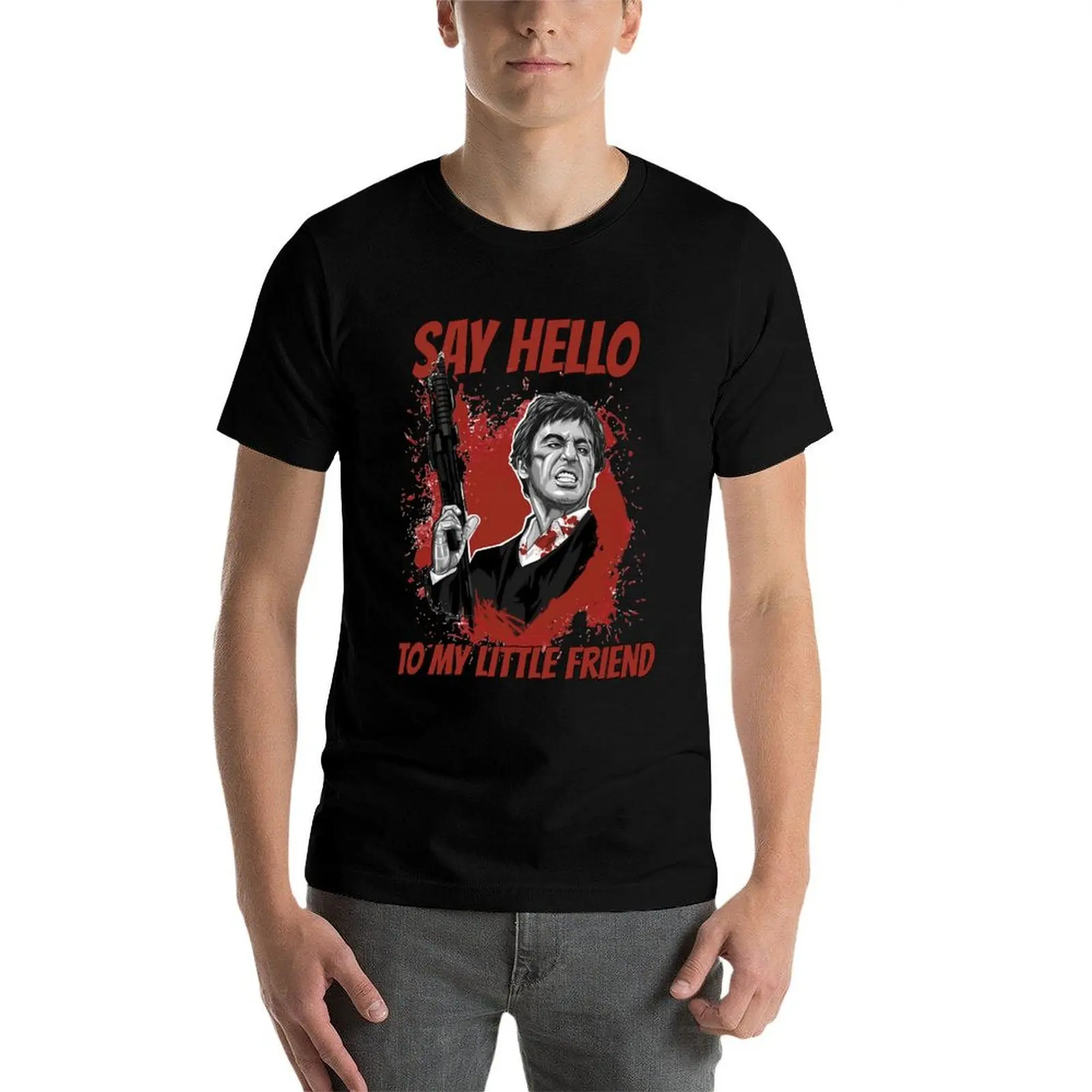 

Music Vintage Retro Say hello to my little friend poster vintage T-Shirt t shirt men 100% cotton luxury brand T-Shirt