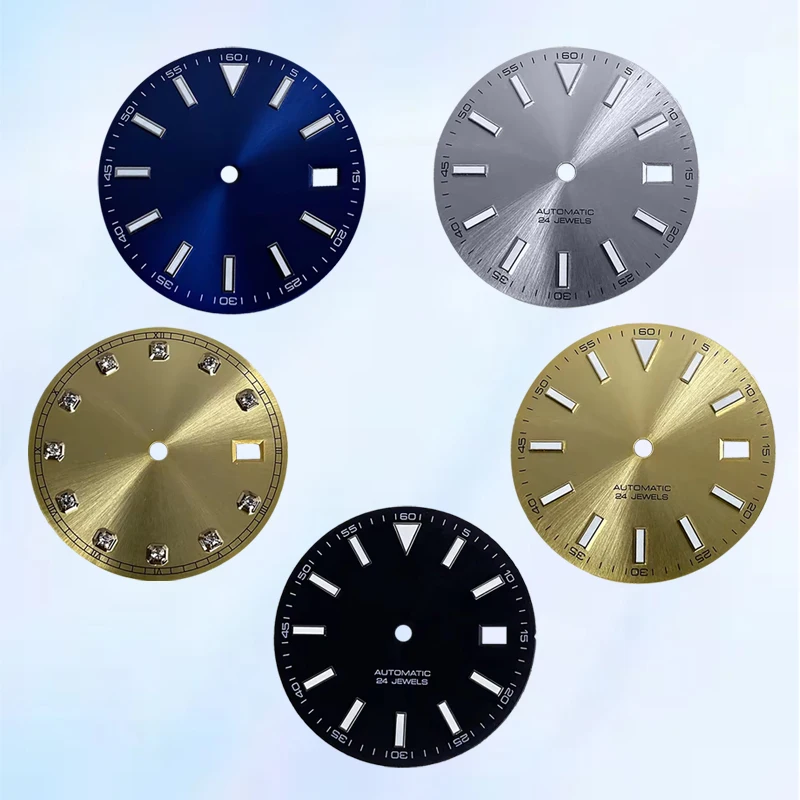 

30.8mm Brass Round Blue Luminous Single Date Frame Watch Dial Accessories Fits NH34/NH35 Mechanical Movement Watch Accessories