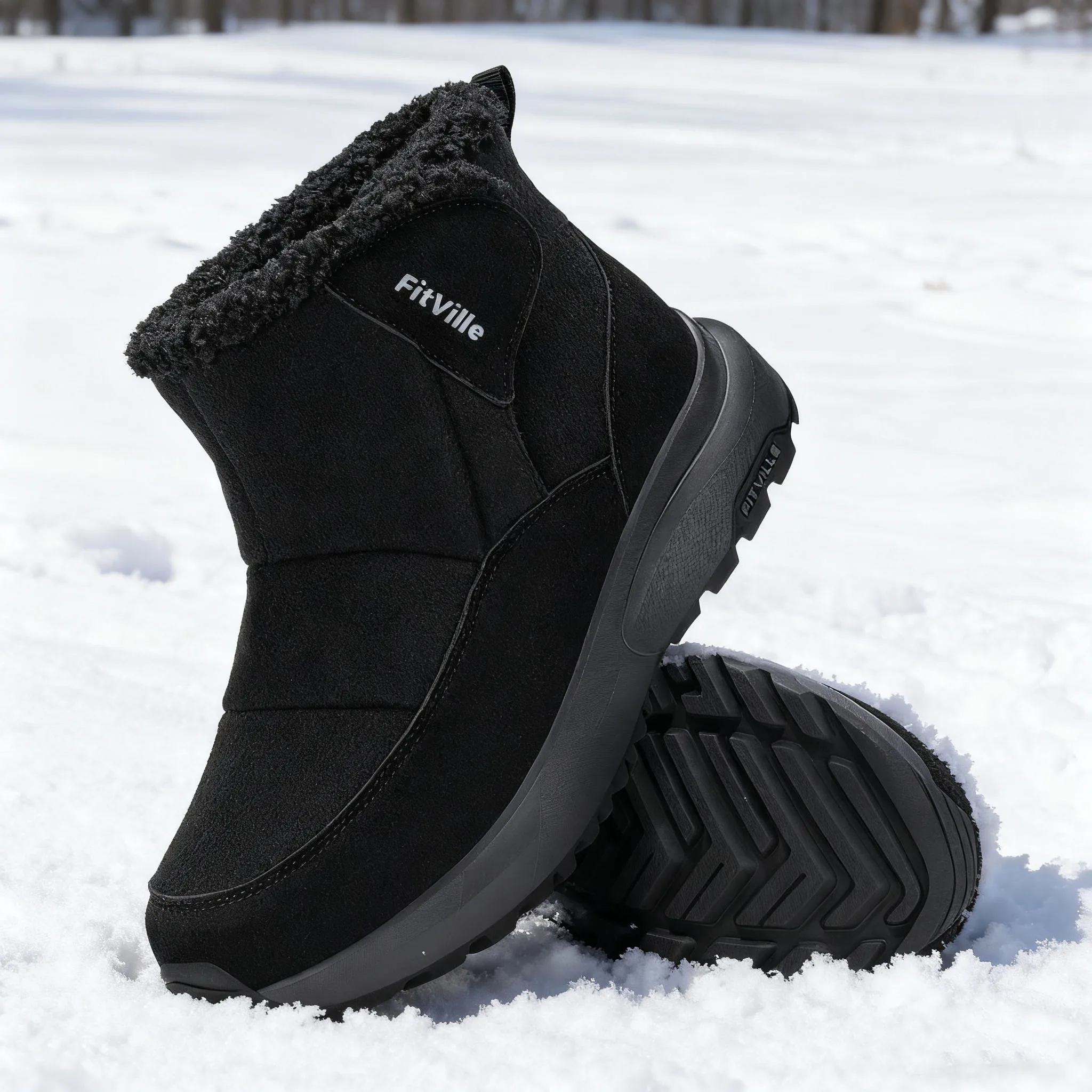 

Fittington Winter Shoes For Woman Extra Wide Bow Round Toe Elegant Snow Boots Winter Flat Wear-resistant Soft Warm Outdoor Shoes
