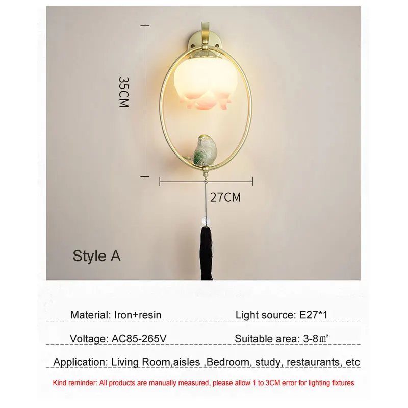 Modern New Chinese Lotus Wall Lamp Creative Bedside Lamp Art Corridor Bedroom Living Room Entrance Lamp Decorative Wall Light