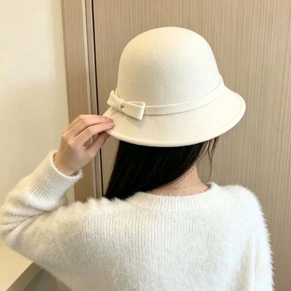 Koreanischer Wintermütze-Stil, warme Wollmütze, weicher Filzmütze, Retro-Klappmütze, einfarbig, schickes Design, Vintage-Fedora-Mütze, modische Damenmütze. – Detail 6