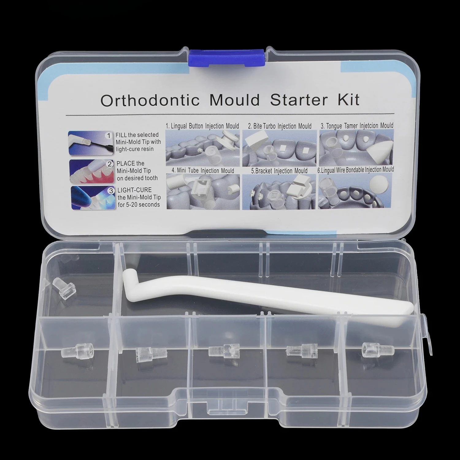 1Box Dental Orthodontic Mould Starter Kit Mini Injection Moulds Forming Mold Tongue Tamer Lingual Button Dentistry Accessories