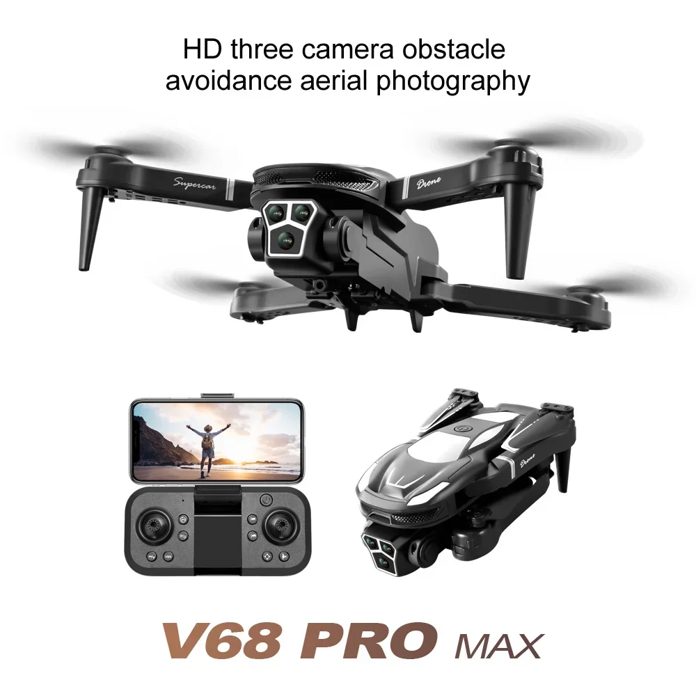 

Popular V68 drone with multiple batteries and high-definition three camera 5G optical flow obstacle avoidance and stopping