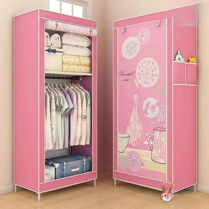 Economic Dustproof Wardrobe Simple Non-Woven Fabric Hanging Clothes Rack Steel Frame Storage Closet Organizer for Home Use