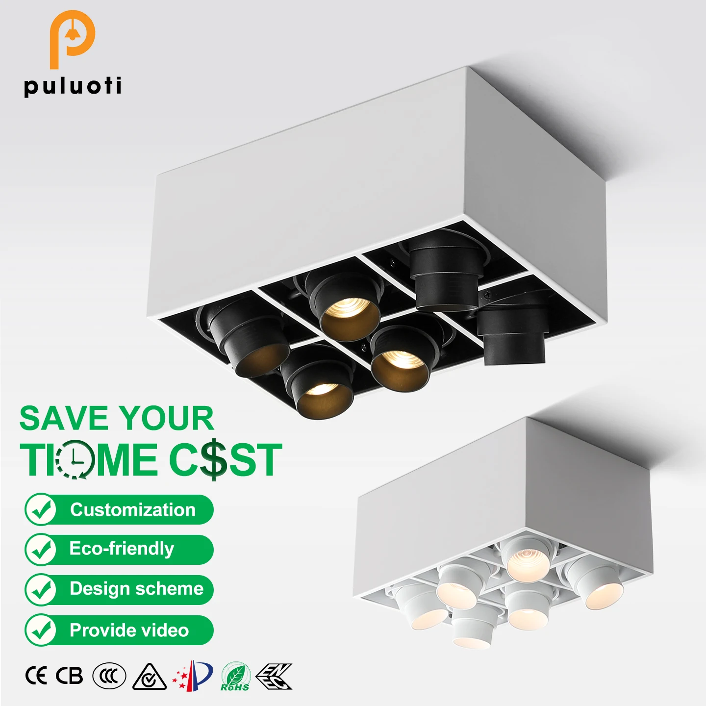 

Hot Sales Modern 30W/48W LED Surface Mounted Light Adjustable Focus Spot Light 60° 3000K Pure Aluminium for Living Room GU10