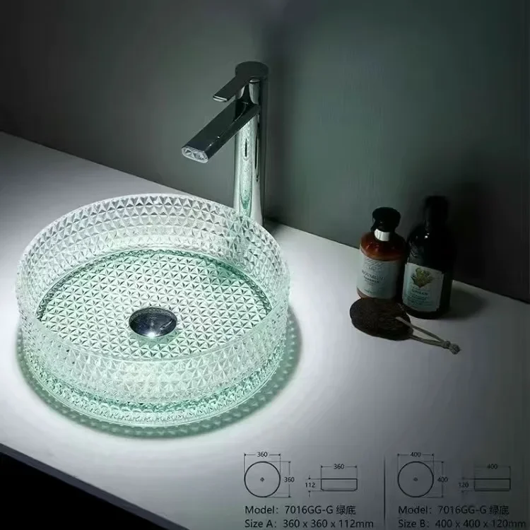 Glass wash basin Nordic simple bathroom toilet washbasin hotel light luxury high-end wash basin