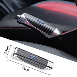 Car Hand Brake Cover Handbrake Grip Protection Cover Carbon Fiber For Ford Fiesta C-Max Kuga Ranger Raptor KA Fusion ST Transit