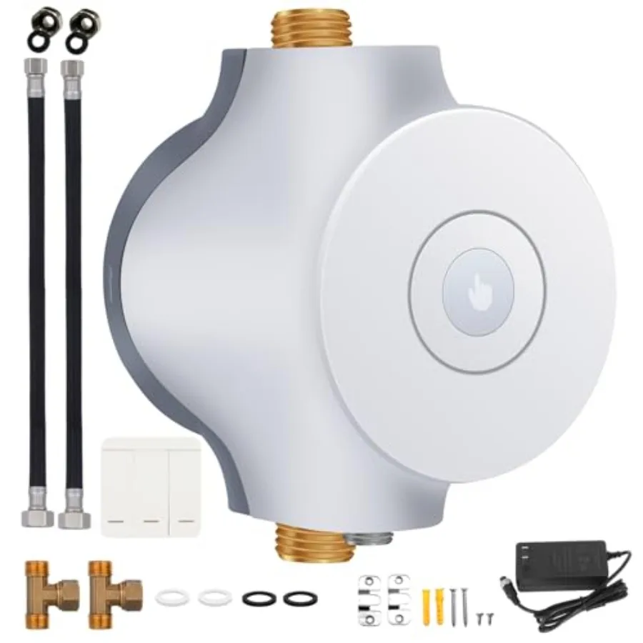 

Smart instant hot water recirculating system pump for residential use, ABS plastic, white, 60-minute timer-free operation with