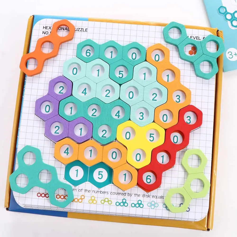 Wabenwaben-Puzzlespielzeug, Montessori, bunt, digitale Form, passende Spiele, pädagogisches pädagogisches Mathe-Spielzeug, Vorschule