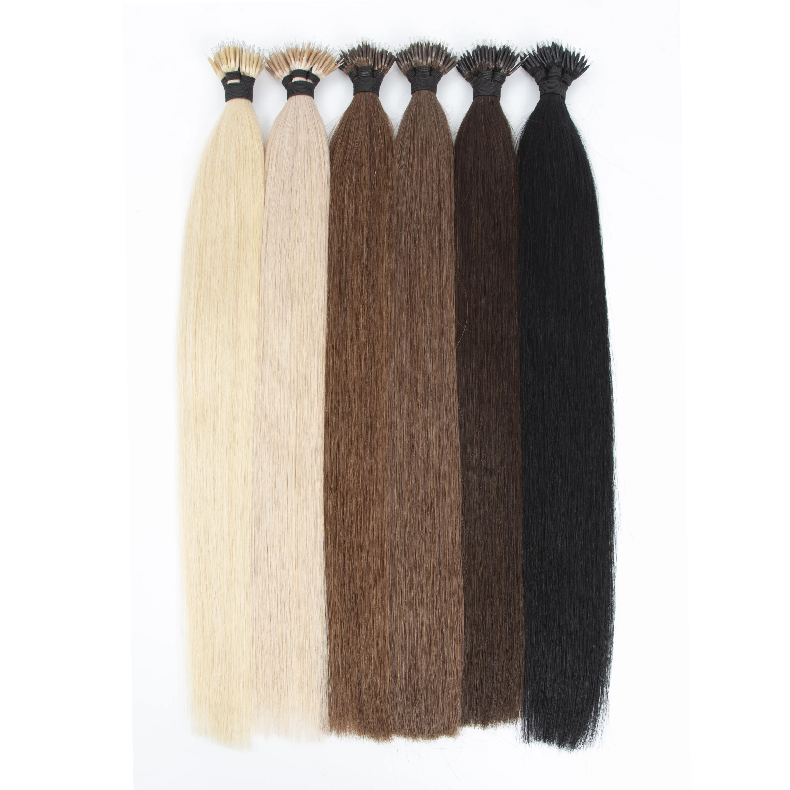 PLADIO-Nano Anéis Extensões de Cabelo Humano, Micro Bead Loop, Ligações Pré Bonded, Em Linha Reta Preto Natural, 1g por Strand, 16-22 em