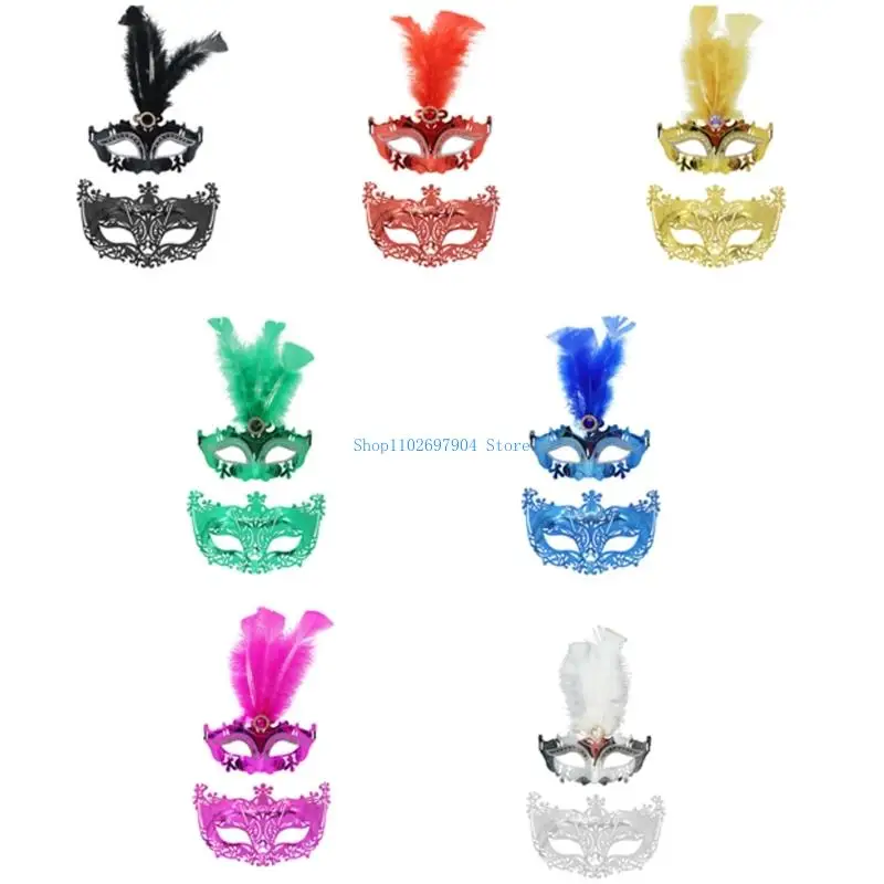 

N7YF Couple Masquerade Mask Venetians Party Mask Halloween Costume Mask Mardi Gras Mask for Couples Women Men Half Face Mask
