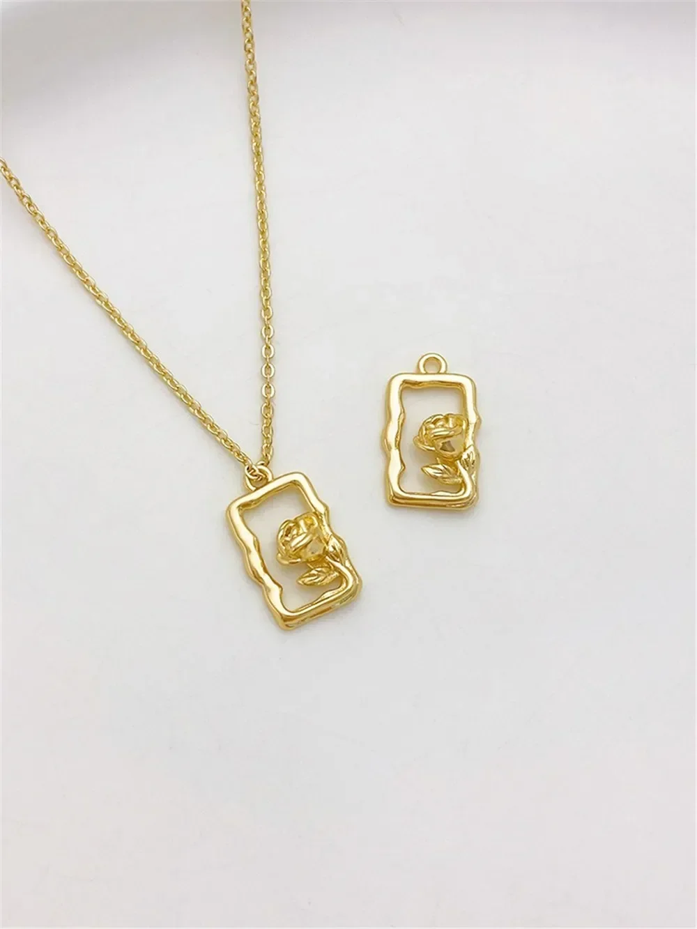 14K الذهب حزمة روز مربع قلادة قلادة اليدوية سوار ذاتي الصنع قلادة مجوهرات المواد والاكسسوارات L502