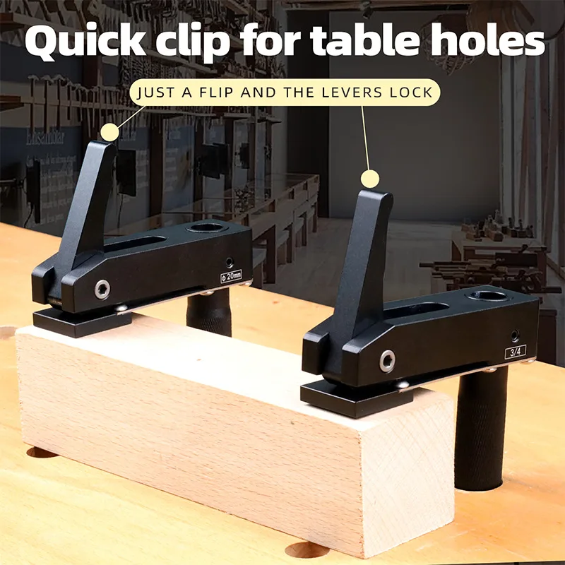 19MM Woodworking Bench Dog Hole Quick Clamp 3/4 Inch MFT Workbench Hole Clamp Wood Board Positioning Tool