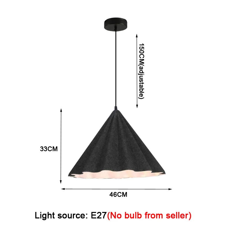 Nordic Simple Creative Design Sound-Absorbing Felt Chandelier Light for Bar Coffee Shop Hot Pot Restaurant Dining Table Pendant