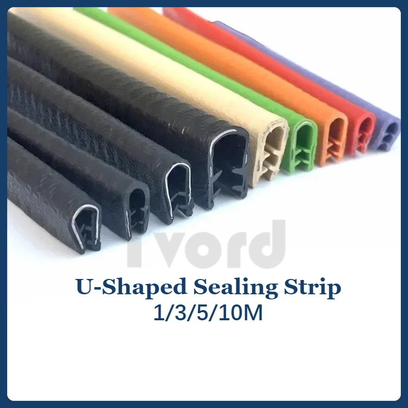 

1/3/5/10M U-Shaped Sealing Strip Rubber Edging Stainless Steel Protectio Door Car Dustproof Safety Iron sheet edge protection