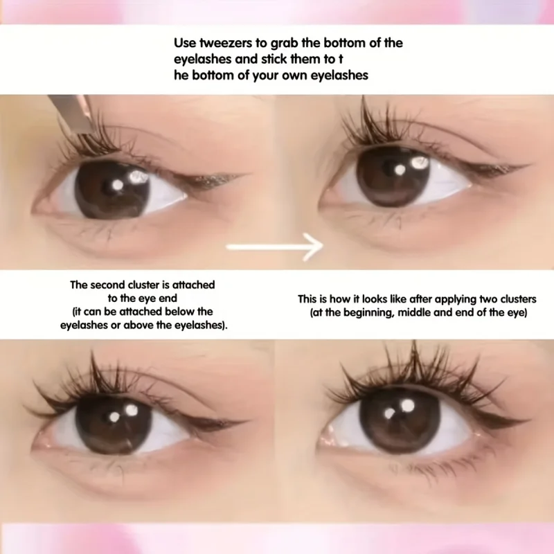 10列の大容量グルーフリーつけまつげ シングルクラスター Cカール ナチュラルセルフ接着つけまつげ