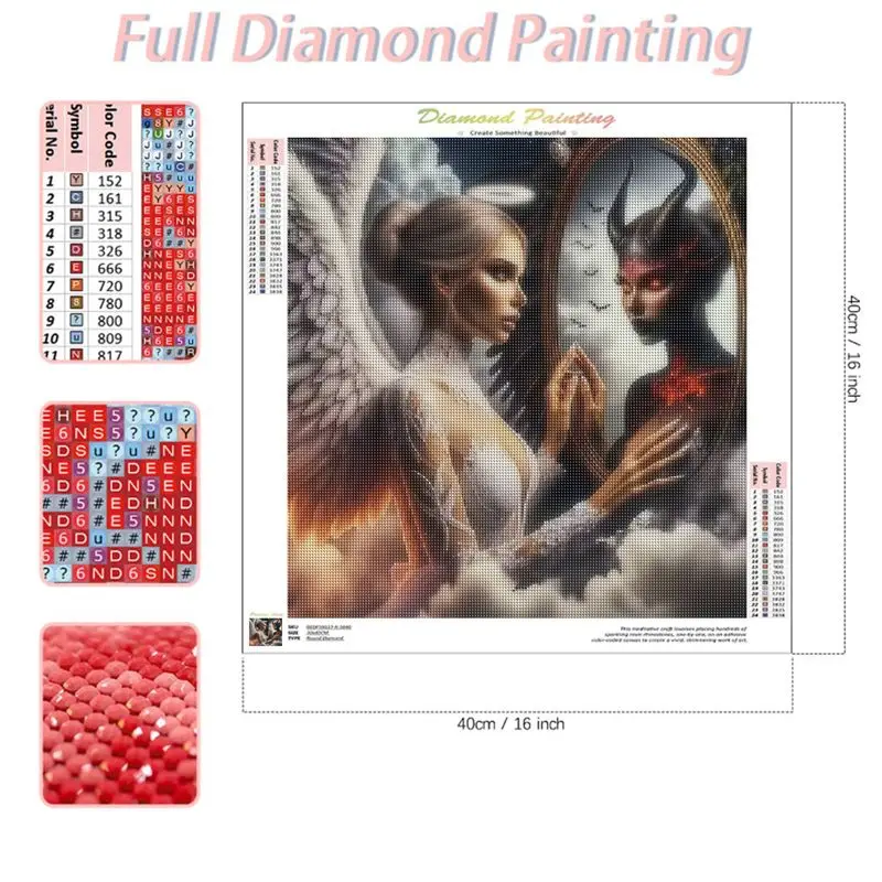 CHENISTORY Diamond Painting Angels and demons Full Square Diamond Embroidery Full Set Painting Rhinestone Diamond Mosaic Cross S