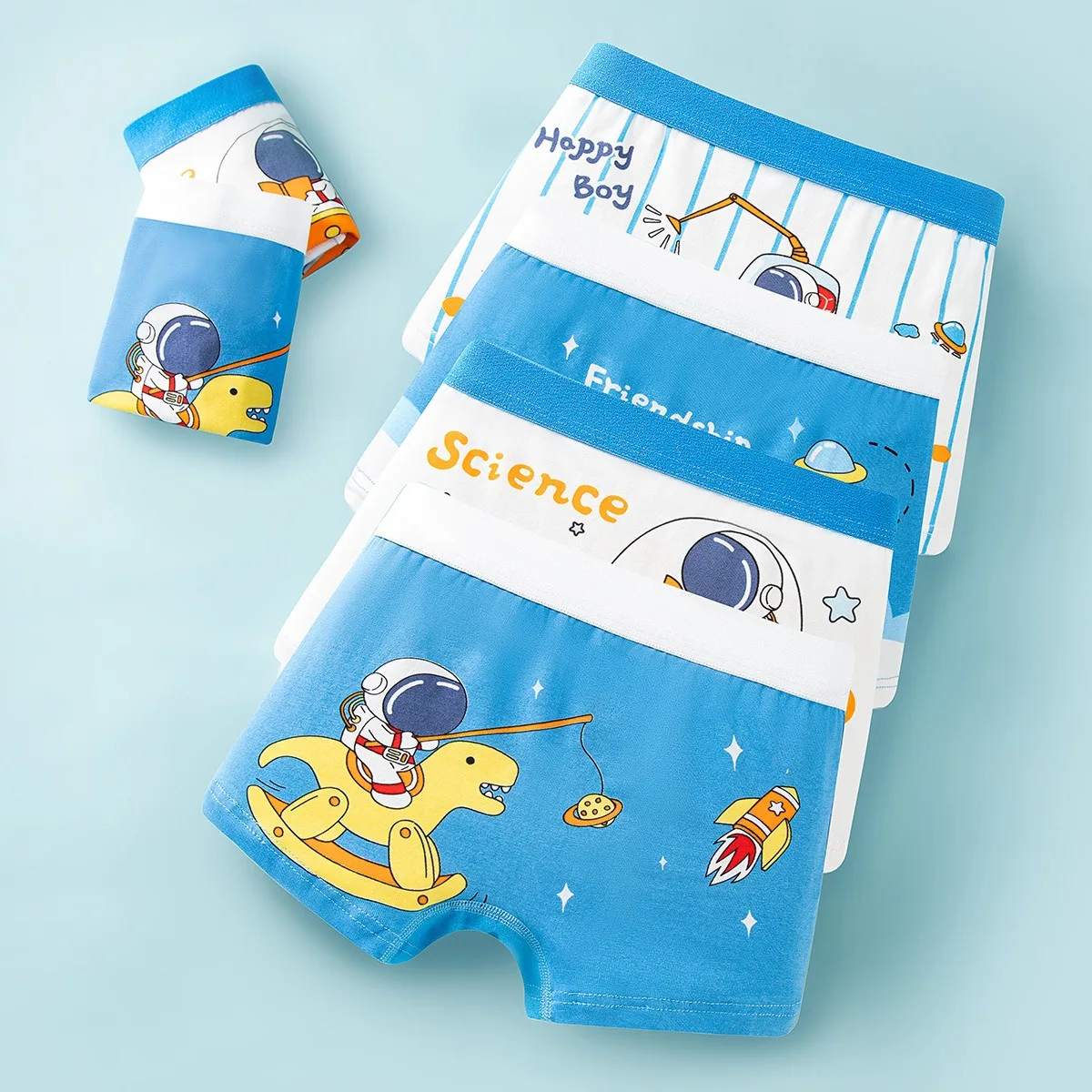 Boys 4-Pack Cotton Boxer Briefs Lightweight Breathable Mesh Double Crotch Soft Cute Solid Color Kids Underwear