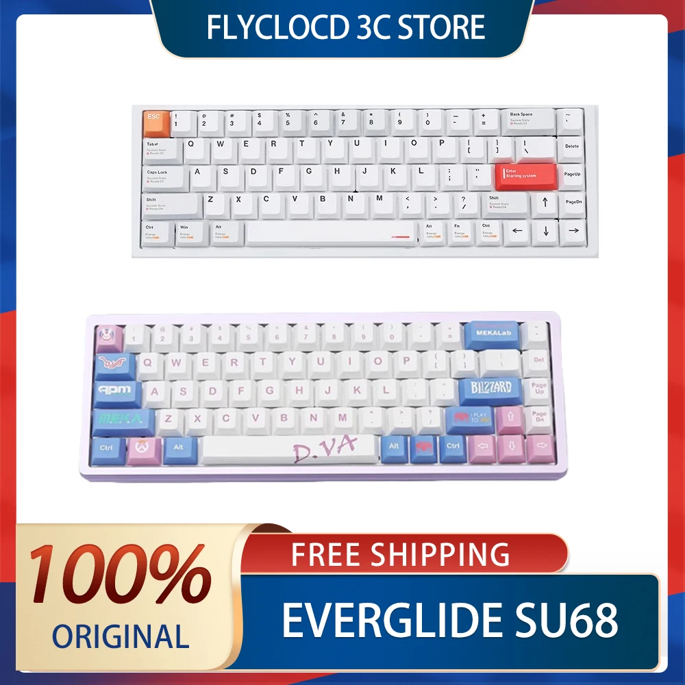 Everglide Su68 Magnetic Switch Mechanica Keyboard Wired Keyboard Cnc Metal Anode Low Latency Wired Rgb Esports Gaming Keyboards