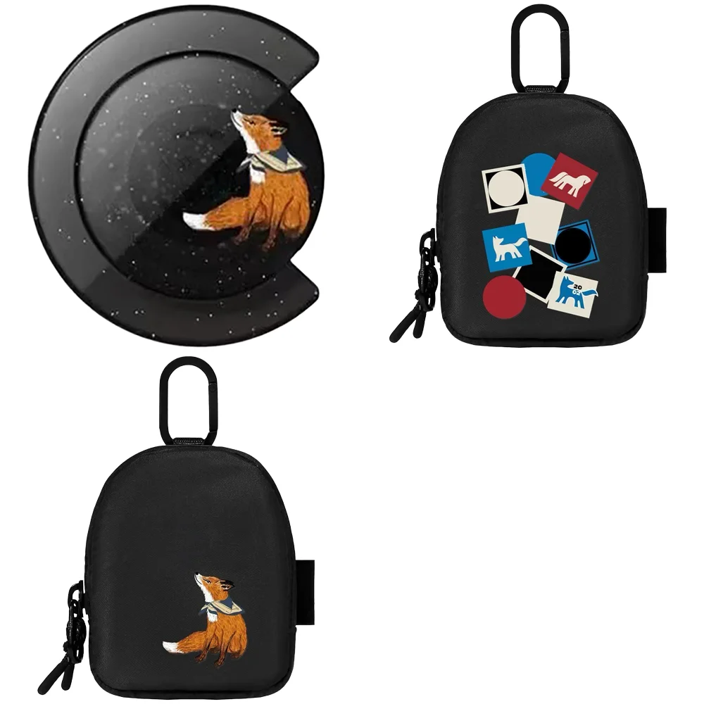 Creative Splicing Fox Pattern Magnetic Phone Stand Card Holder for IPhone 13 14 15 16 17 Pro Max Case
