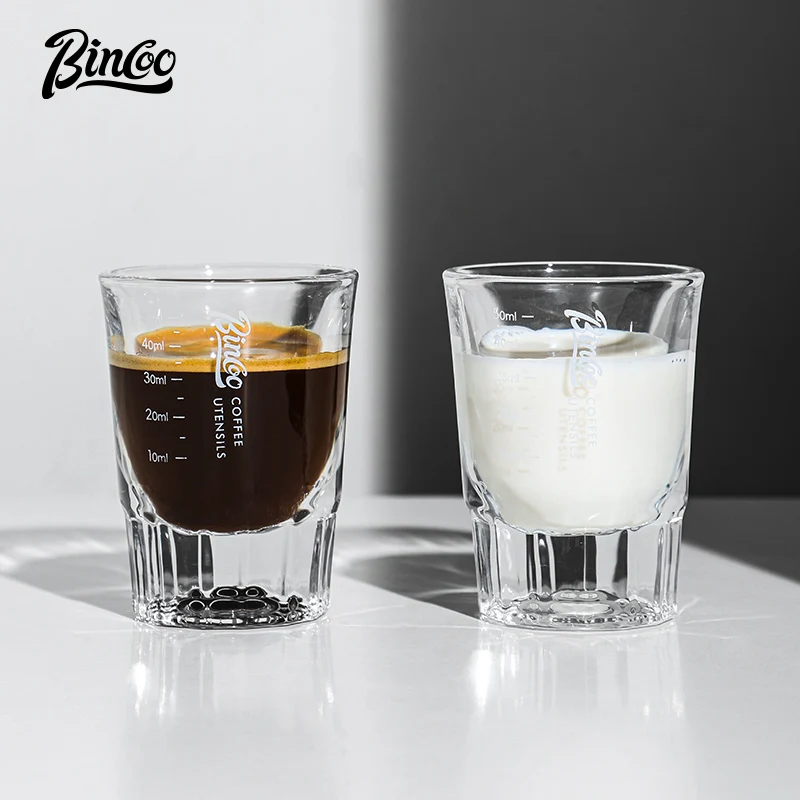 Bincoo Espresso Measuring Cup Glass Espresso Cup Ounce Bomb Cup Shot Cup with Scale Small Milk Cup Milk Can 50ml Capacity