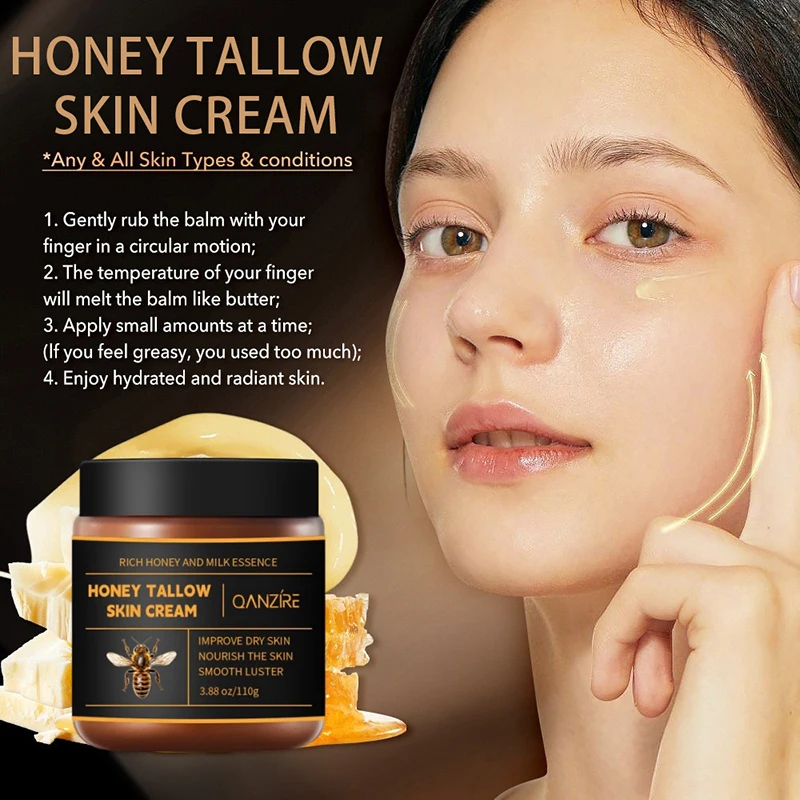 

Honey Tallow Skin Cream Improve Dry Skin Nourish Skin Smooth Luster Deeply Moisturizing Gentle Repairing Skin Cream Body Lotion