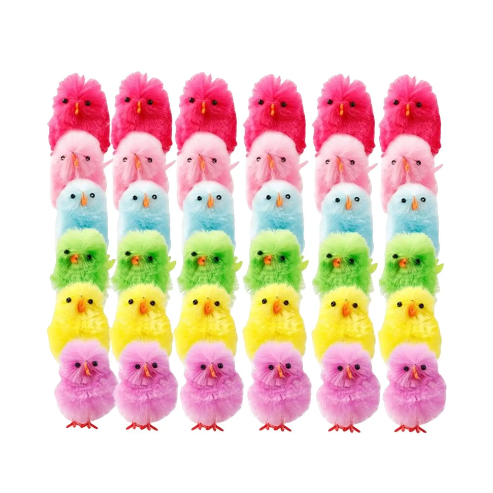 36 Pieces Assorted Colours Baby Chicks Lifelike Chicken Figurine Mini Chicks Set for Easter Egg Bonnet Basket Home Decorations