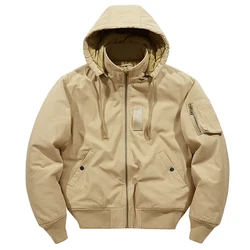 Men Cotton Coat Winter Casual Thick Hooded Outdoor Windproof Male Bomber Jackets Workwear