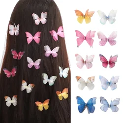 5pcs/set Cute Mesh Double-layer Simulation Butterfly Hairpins for Lovely Girls Princess Colorful Gradient Headwear Hair Clips