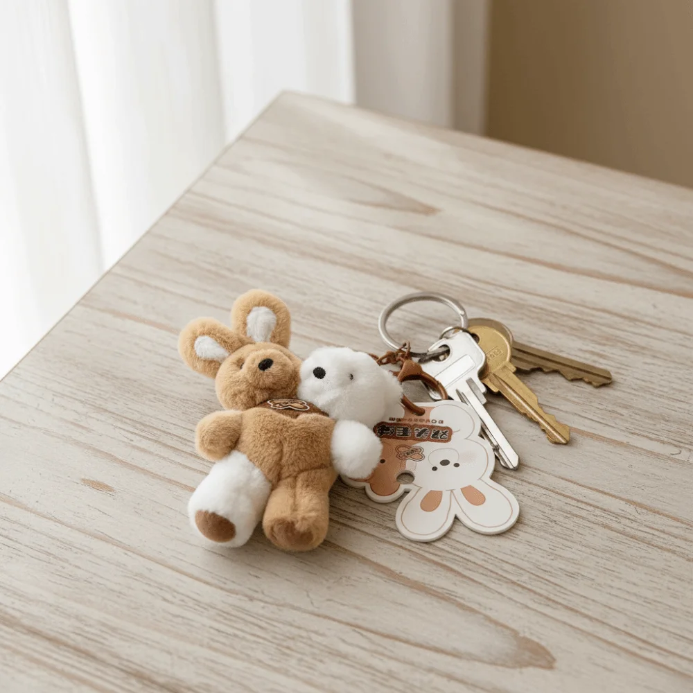 

Милый брелок в стиле кавай с дизайном обнимающих друг друга кроликов и медведей, креативный подарок для детей