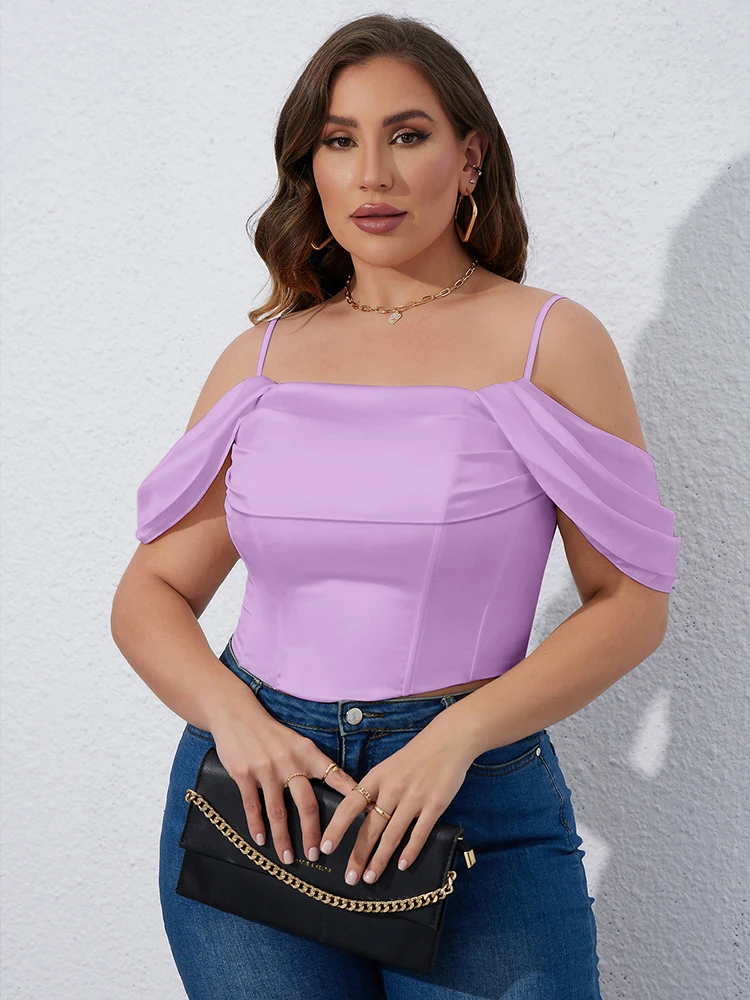 EYNMIN Plus Size Solid Elegant Comisole Corset Tops For Women Summer High Stretch Boned Slim Fit Crop Tank Top Party Night Tops