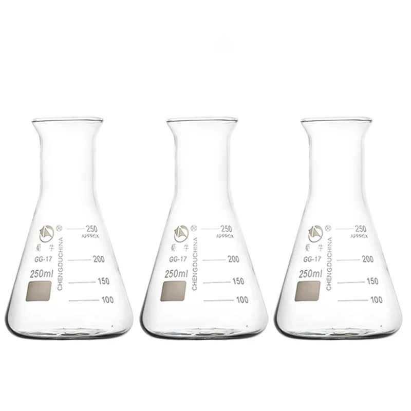 1Pcs 50ml To 1000ml Trumpet-shaped Mouth Transparent Triangle Glass Flask Conical Flask Erlenmeyer Flask Labratory Equipment