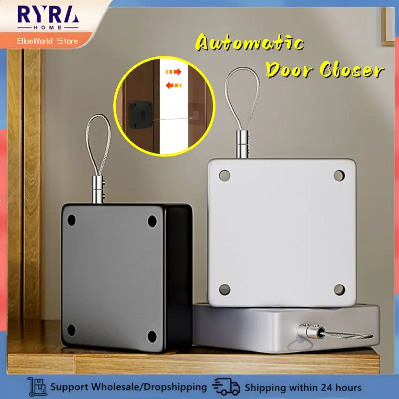 Hiçbir delme otomatik kapı kapatıcı ayarlanabilir Rawstring kapı durdurucu braketi çekmece sürgülü kapı için 800g gerginlik kapanış cihazı